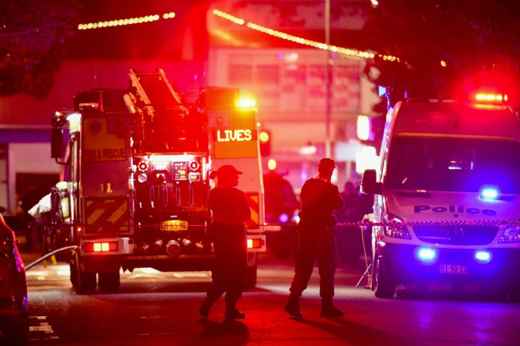 Emergency services at the scene of that attack on Merrylands police station in July. Photo: Wolter Peeters