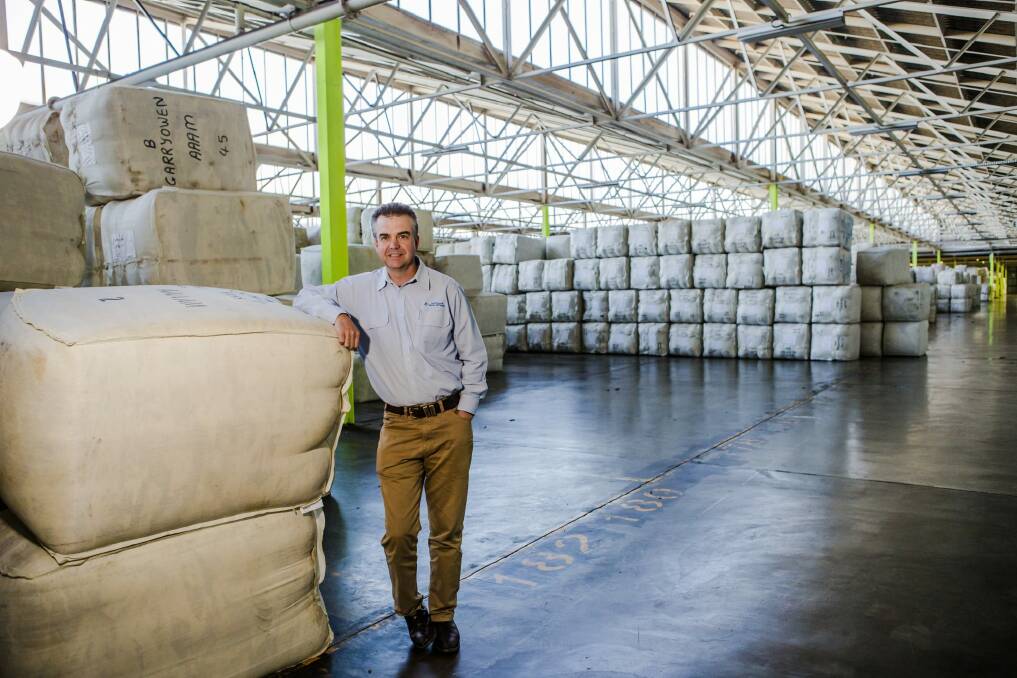 Australian Wool Network NSW manager Mark Hedley in the Australian Wool Handlers warehouse in Goulburn. Photo: Jamila Toderas