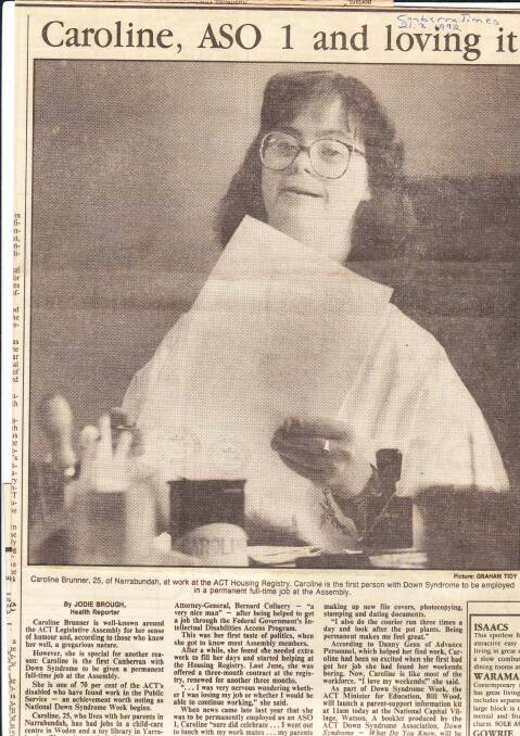 A scan of the front page story on Caroline Brunner in 1992. Photo: Supplied