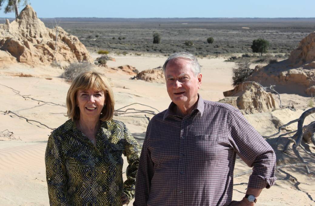 Filmmakers: Co-directors Andrew Pike and Ann McGrath on location on the "Walls of China" at Lake Mungo. Photo: supplied