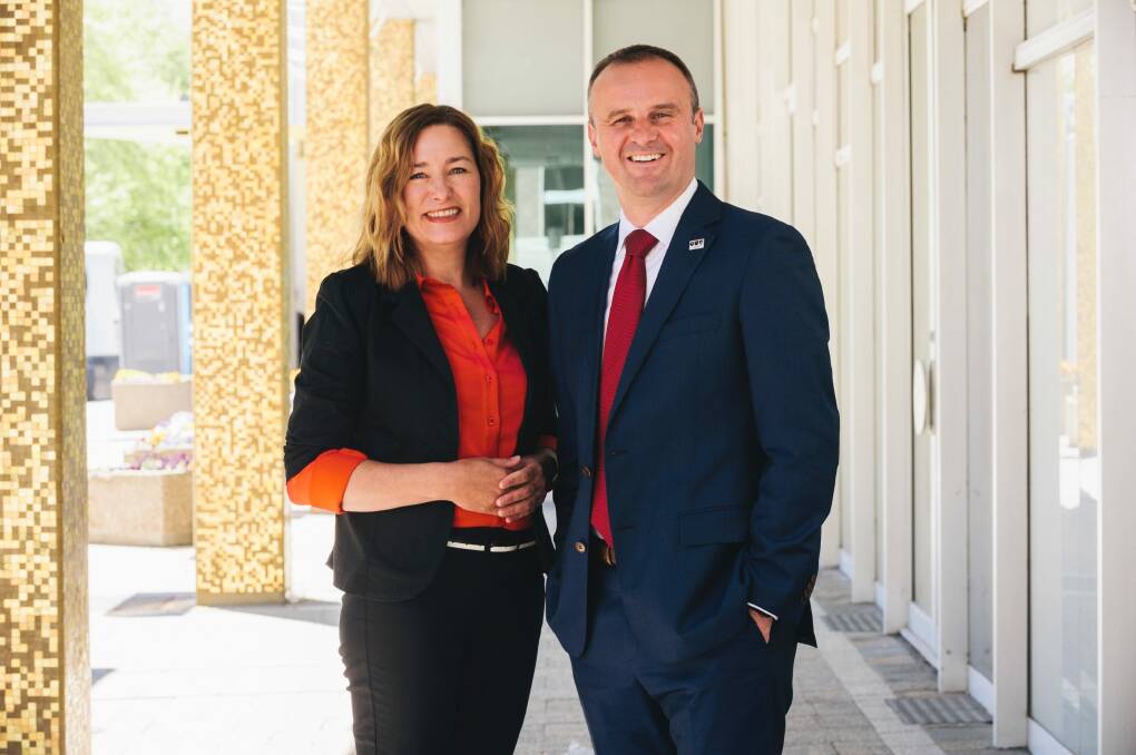 Chief Minister Andrew Barr and housing minister Yvette Barry. Photo: Rohan Thomson