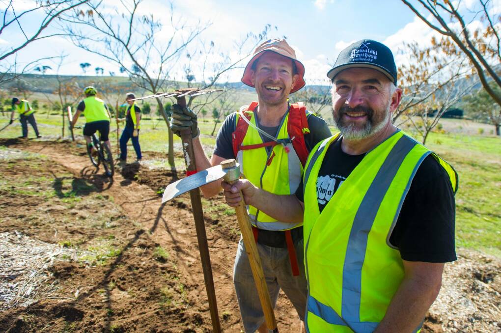 Assistant co-ordinator James Hall and head co-ordinator Alan Vogt at the National Arboretum.  Photo: Dion Georgopoulos