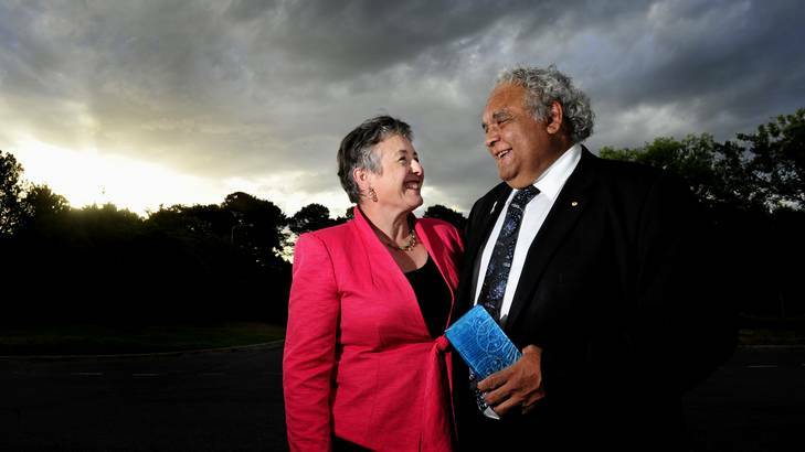 ACT Australian of the year winner  Dr Tom Calma  with his wife Heather. Photo: Melissa Adams