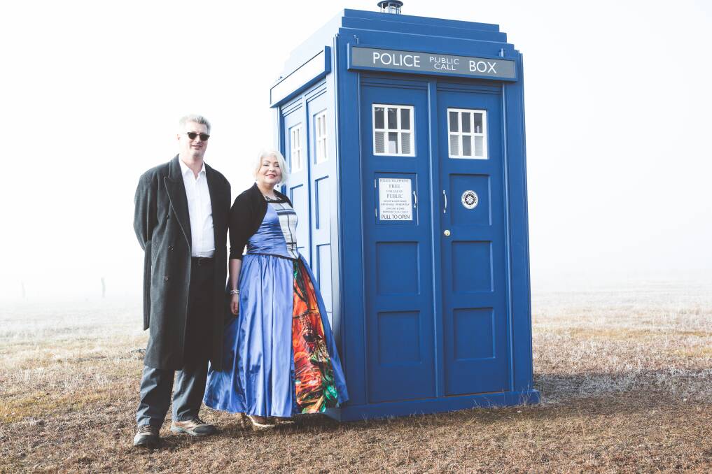 Bruce Ronning and his Whovian wife, Ann, who received the replica time machine from her husband for her 40th birthday. Photo: Brendan Maunder