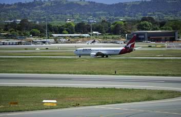 A plan on the runway at Canberra Airport. Photo: Melissa Adams