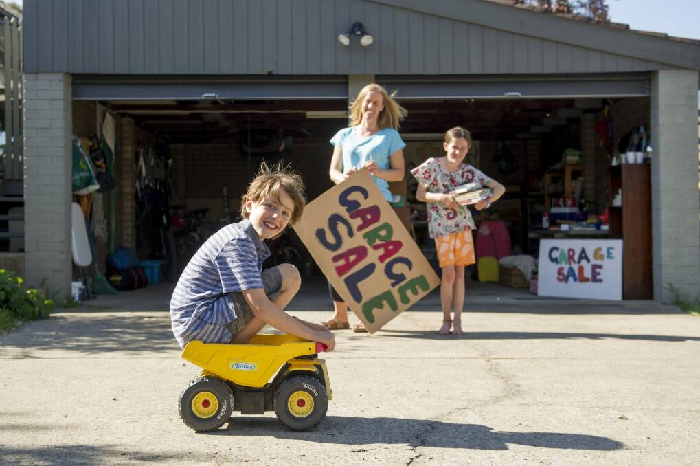 Emma Keightley, with children Oliver, 9, and Amy Manning, 10, is taking part in the Garage Sale Trail on October 24.  Photo: Jay Cronan