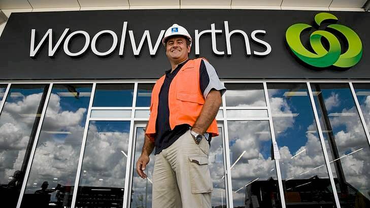 Nikias Diamond builder Dimitri Stramarcos in front of the Woolworths at Bonner shops during construction. Photo: Elesa Lee