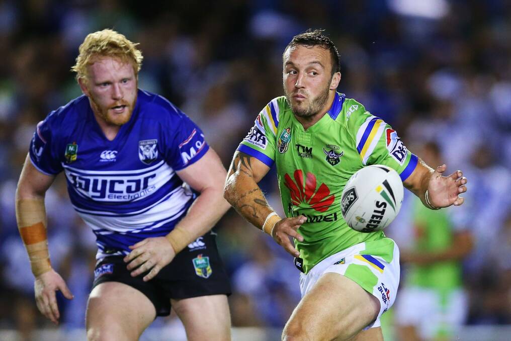 Raiders hooker Josh Hodgson is in doubt to face the Sharks on Sunday. Photo: Getty Images