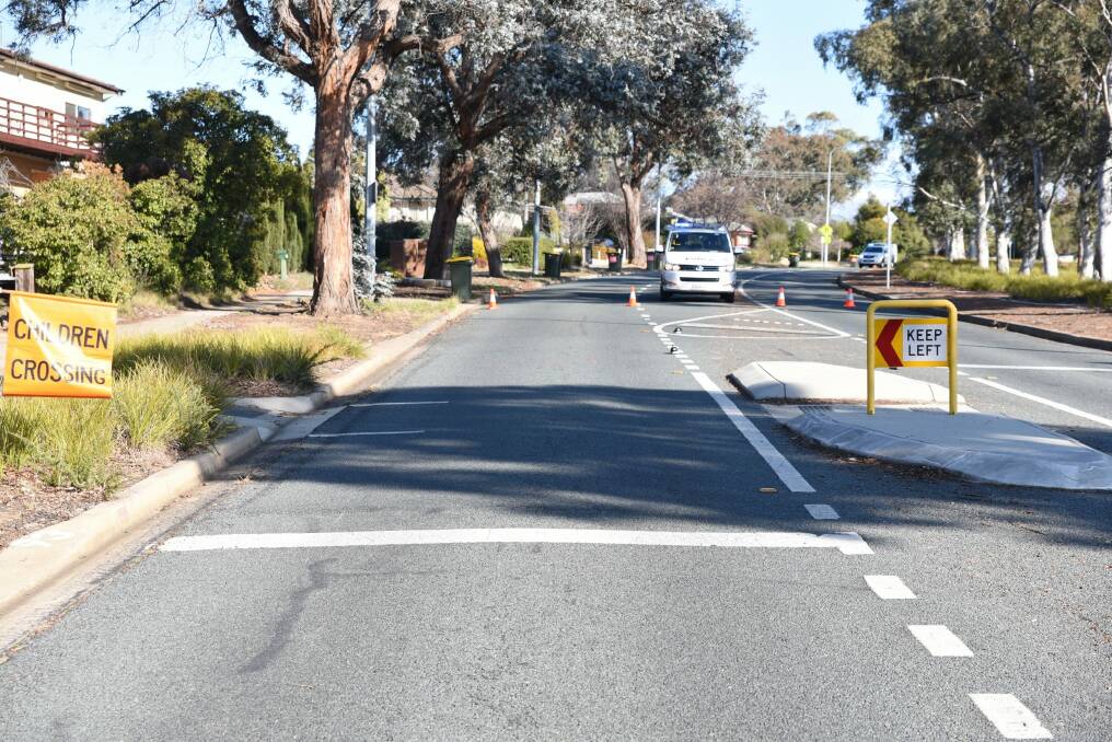 Police at the scene of a hit-and-run in a school zone on Starke Street in Holt. Photo: Supplied