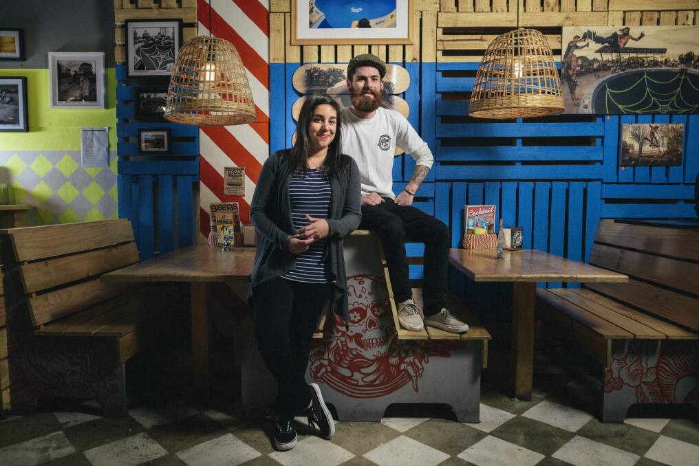Sancho Murphy and Beach Burrito Company's restaurant manager Arthur Gruselle are behind the new LoBrow Gallery and Bar in Civic. Photo: Rohan Thomson