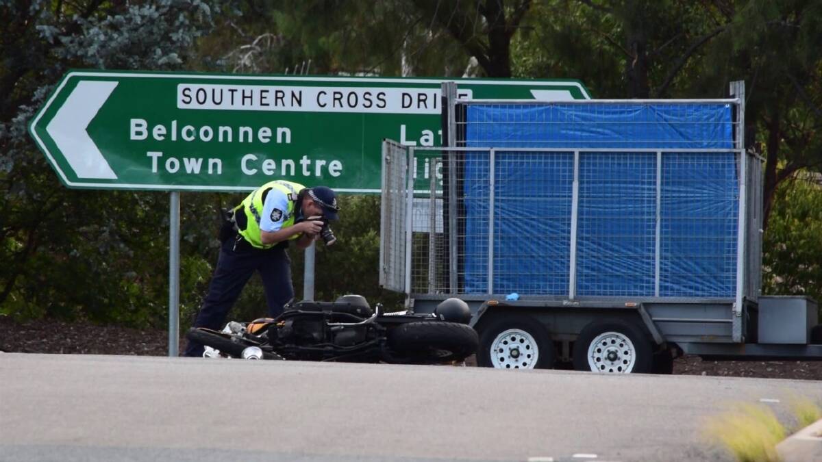 The Canberra Times. February 15, 2018. A motorbike rider was killed in a crash in Florey on Thursday. Photo: Timothy Dean