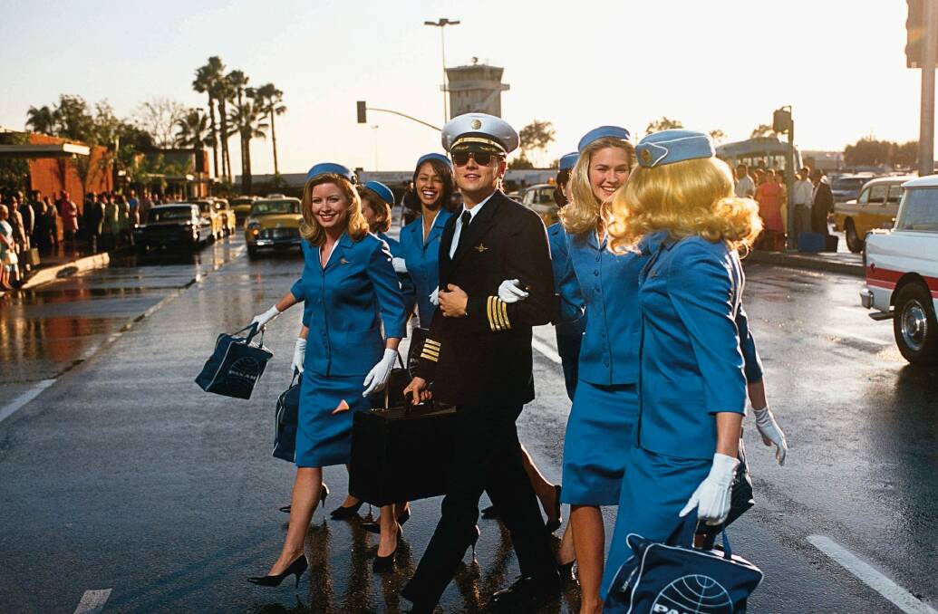 Leonardo DiCaprio (centre) as Frank Abagnale  in the movie Catch Me If You Can.
