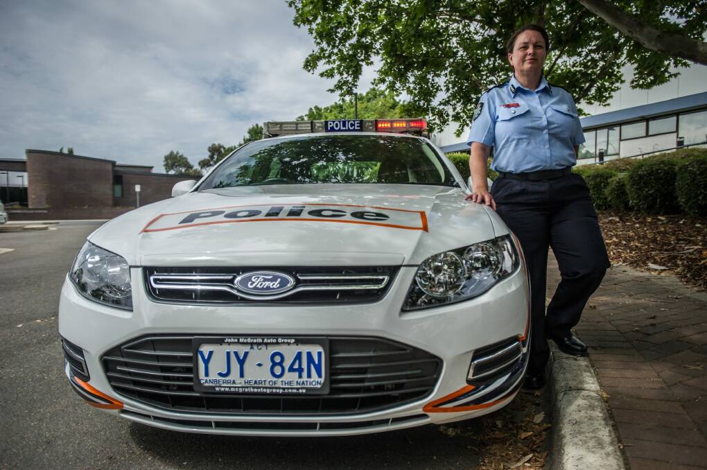 Superintendent Corey Heldon, an ACT Policing traffic operations officer, delivers safety messages for Canberrans over the New Year period. Photo: karleen minney