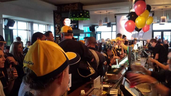 Brumbies fans have taken over the Helm Bar Kitchen in Waikato in the lead up to the Super Rugby final on Saturday. Photo: Chris Dutton