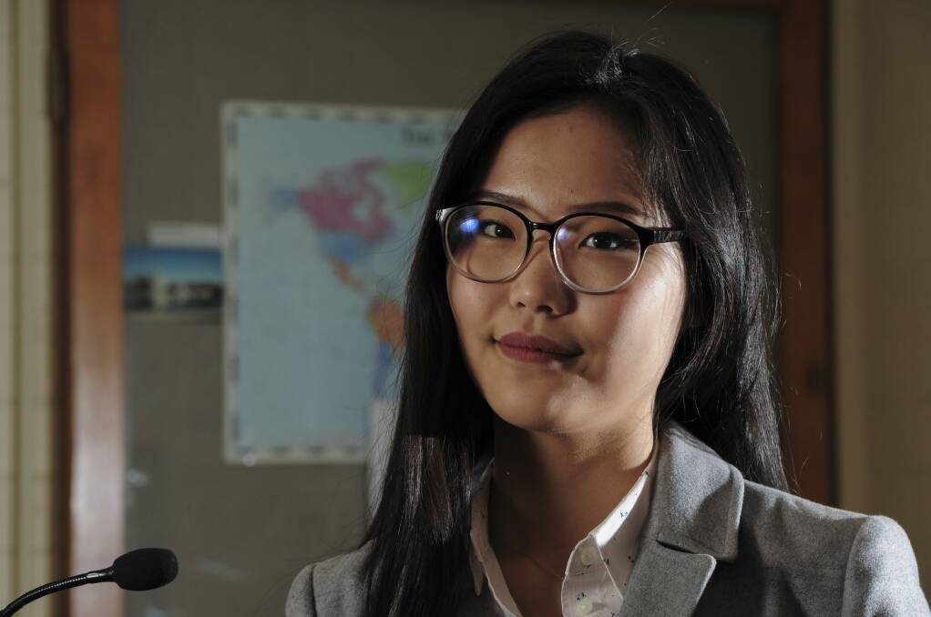 Canberra College year 12 student, Egshiglen Chuluunhuu, has returned from the World School Debating Championship in Germany where Australia placed third. Photo: Graham Tidy