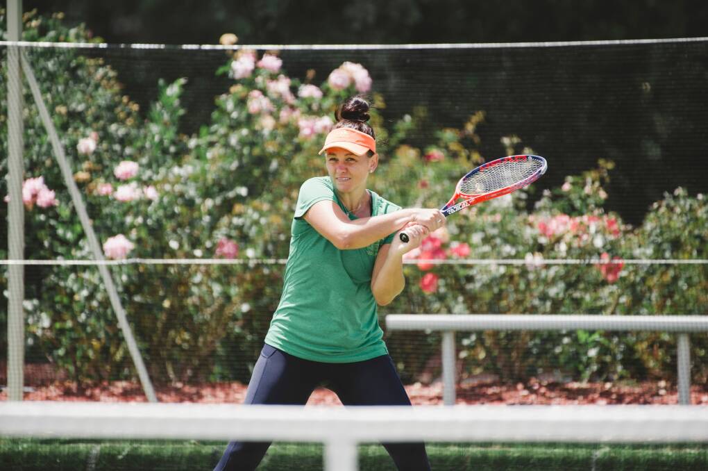 Casey Dellacqua practises in Canberra on Monday. Photo: Jamila Toderas