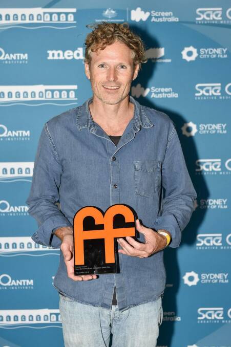 Sean Kruck at Flickerfest in January 2015, where his short film won the Canon Award for Best Direction in an Australian Short Film. Photo: Supplied