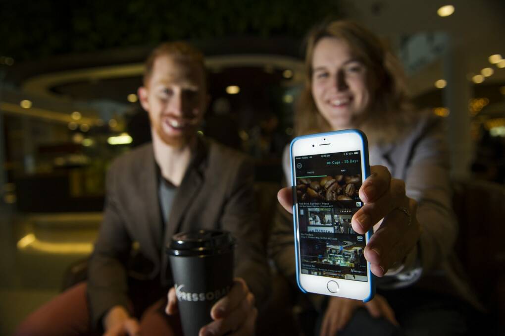 James Long and Elise Adams are the founders of the new Cino espresso coffee ordering/payment app Photo: Jay Cronan