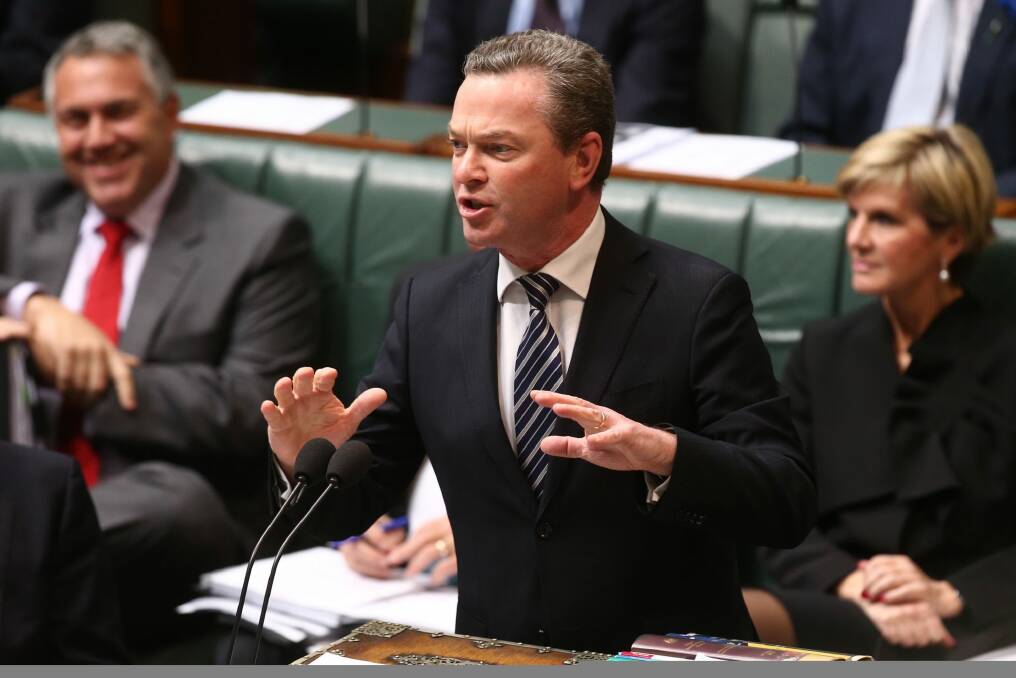Education Minister Christopher Pyne during question time at Parliament House in Canberra on Monday.  Photo: Andrew Meares