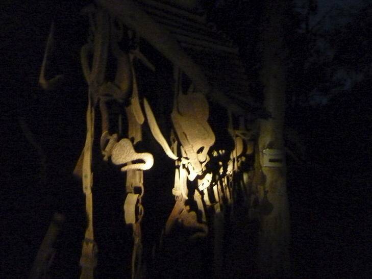Tack form a bygone era hang from the rafters like skeletons at Old Bywong Town?s saddlery. Photo: Tim the Yowie Man