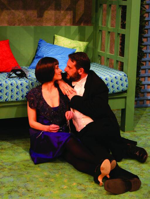From left, Lainie Hart as Beatrice and Jim Adamik as Benedick. Photo: Helen Drum