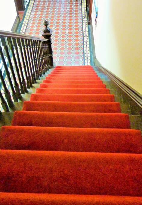 Looking down the grand staircase in the Victorian-era extension to Gungahlin Homestead. Photo: Tim the Yowie Man