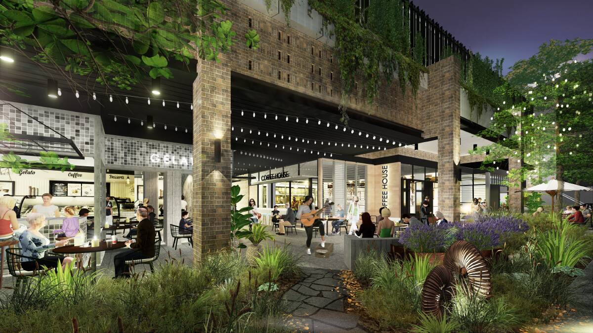 The view from Rashay's: an artist's impression of the new Westfield Woden dining precinct along Bradley Street. Photo: Supplied