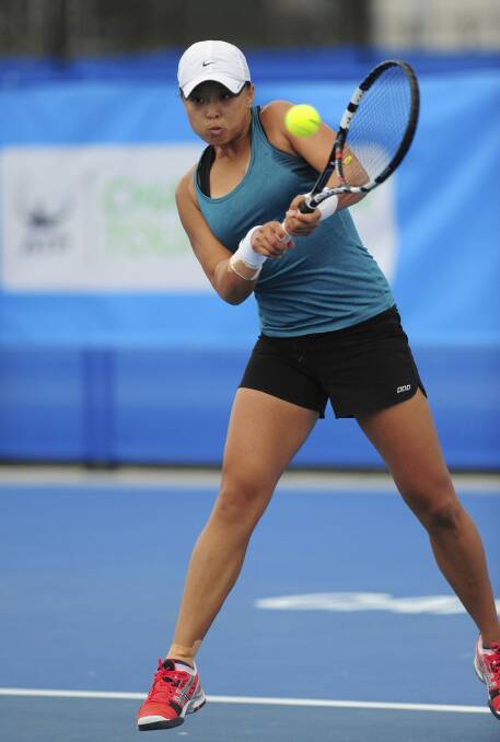 Canberra Velocity's Alison Bai won her singles match against the Sunshine Coast Breakers on Saturday. Photo: Graham Tidy