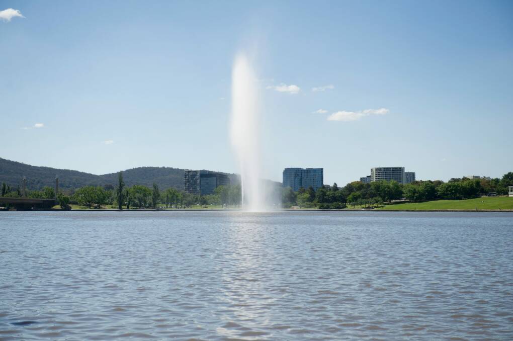 Lake Burley Griffin's Captain Cook Memorial Jett was switched back on last year after a long interlude. Photo: Jay Cronan