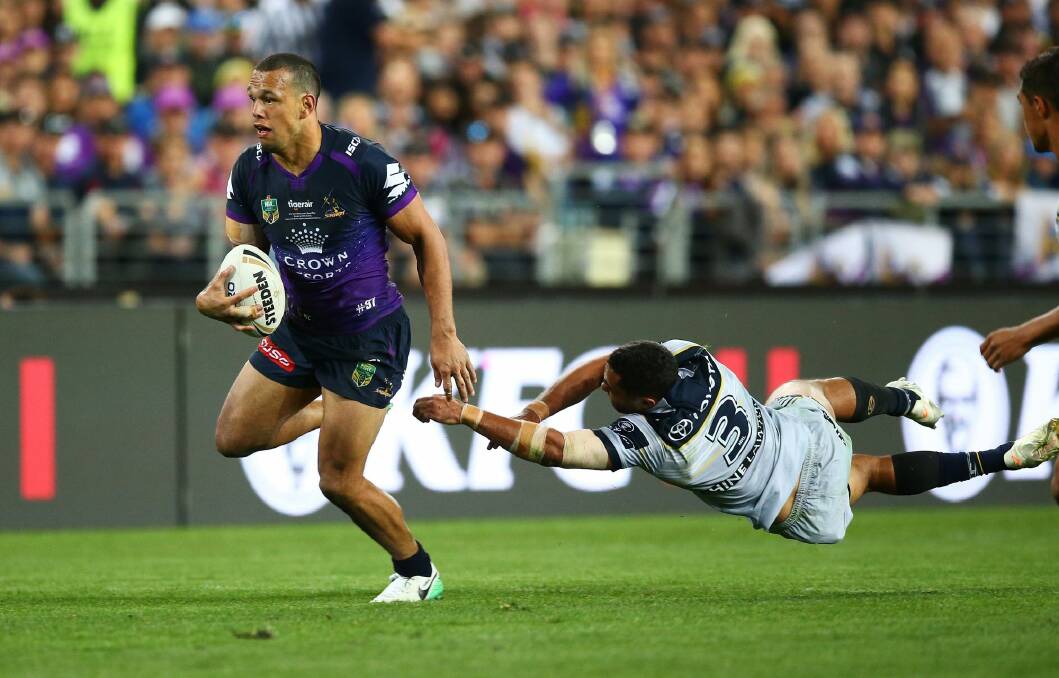 Catch me if you can: Will Chambers leaves Justin O'Neil behind in the grand final. Photo: NRL Imagery