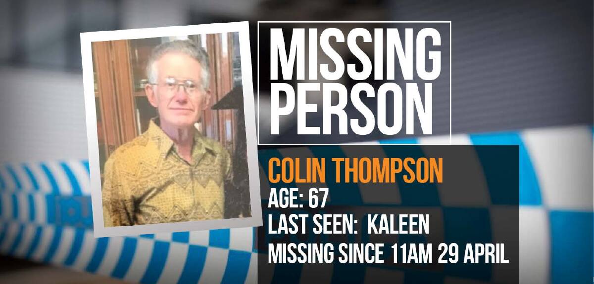 Colin Thompson went missing from his home in Kaleen on Saturday morning. Photo: supplied