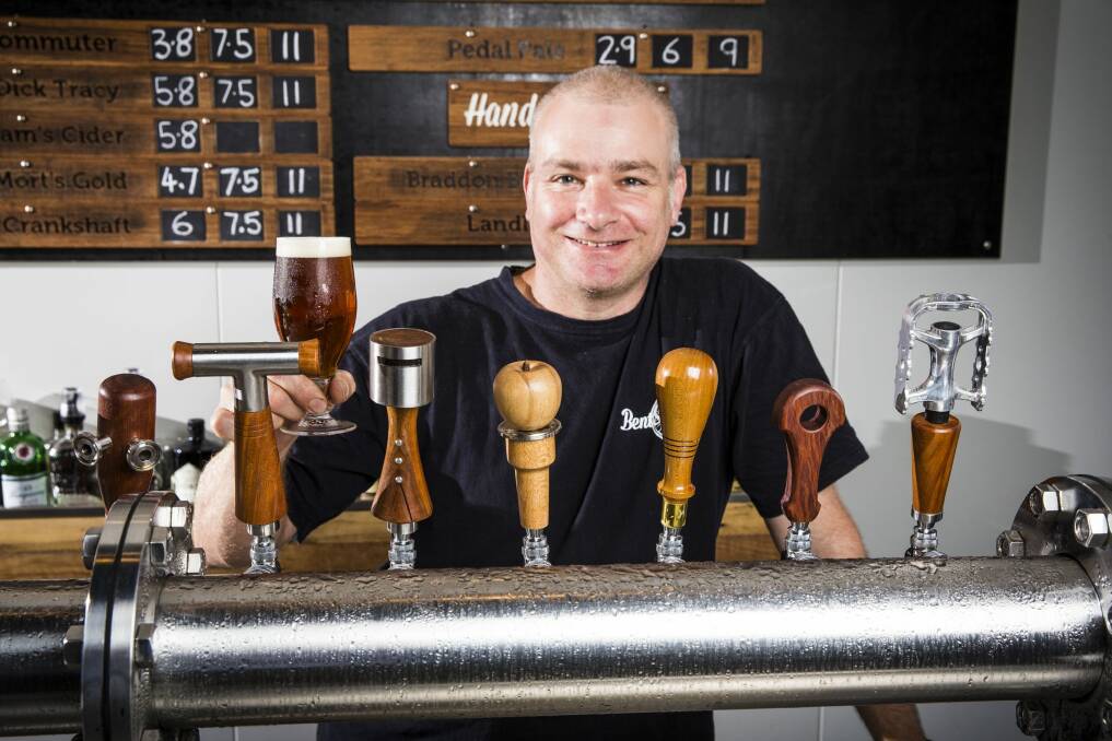 Bentspoke Brewery owner Richard Watkins at his bar in Braddon Photo: Matt Bedford