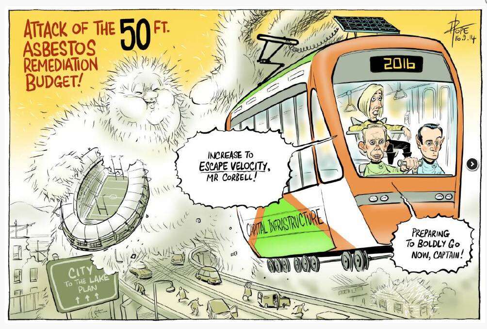 David Pope cartoons on light rail from 2014. Politicians have been making hay out of the  issue for a long time.  Photo: David Pope