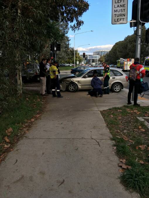 The accident on May 4 at the intersection of McCaughey Street, Barry Drive and North Street in the city. Photo: Supplied