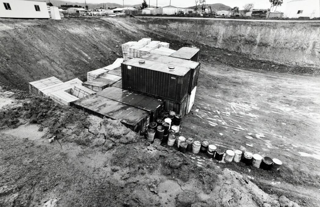 The Fluffy asbestos in shipping containers and drums ready to buried at Belconnen in the early 1990s. An earlier caption incorrectly identfied this picture as the Gungahlin dump.