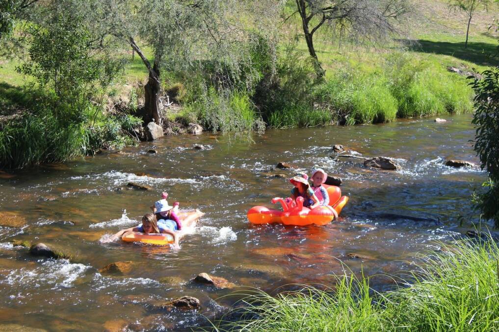 Flowing down Micalong Creek near Wee Jasper in an inflatable lobster is one way to cool off. Photo: Tim the Yowie Man