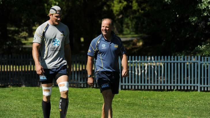 Brumbies captain Ben Mowen and coach Jake White. Photo: Colleen Petch