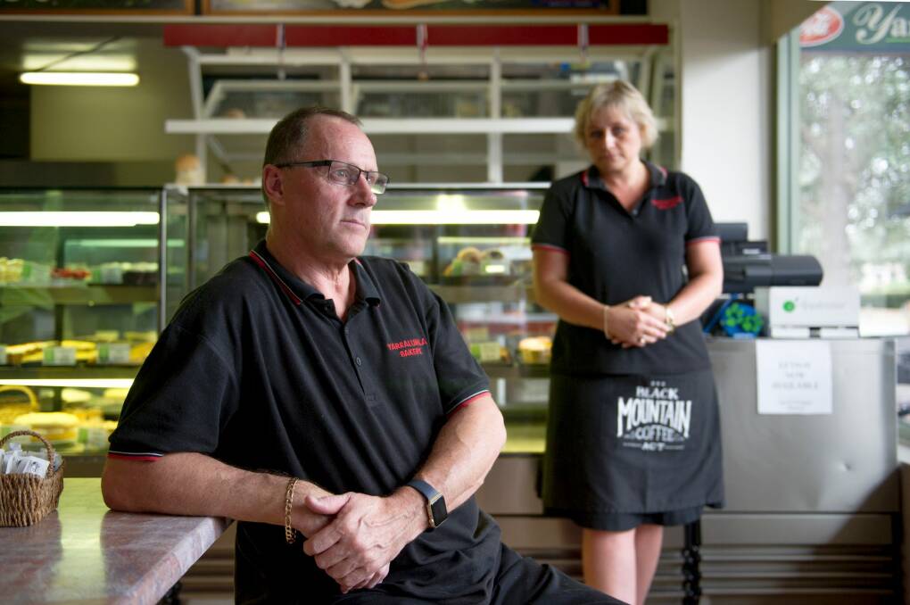 The Yarralumla Bakery manager Scott Gorham with Barbara Brooker who has worked at the business for nearly 20 years. "I've loved it,'' she said. Photo: Jay Cronan