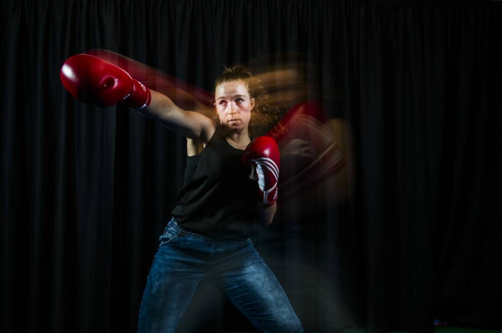 Canberra rugby player Georgia O'Neill has been awarded a scholarship to develop her boxing talent following an AIS combat sports draft camp.  Photo: Rohan Thomson