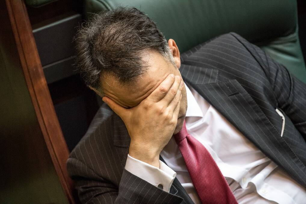 A tired Shadow Attorney General John Pesutto on Friday morning. Photo: Justin McManus