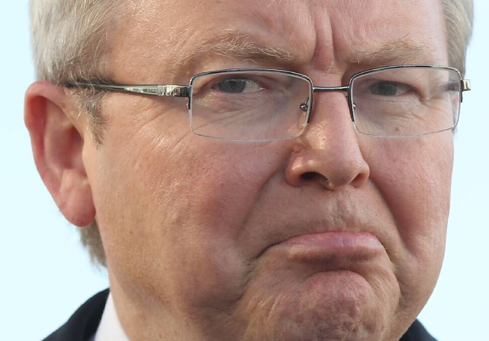 Kevin Rudd sulking over the Turnbull decision.  Photo: Andrew Meares