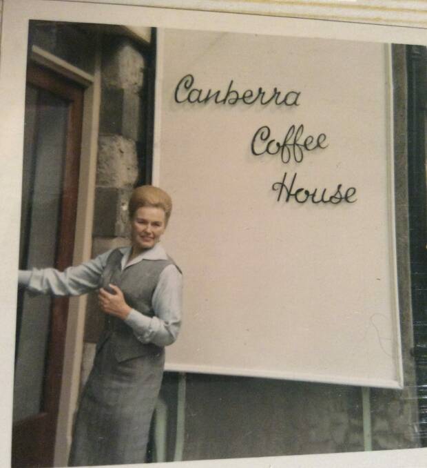 Coffee time: Joan Harding outside her cafe in England in the 1970s. Photo: Damaris Wilson