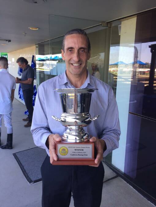 Sausedge owner Tony Prinitis with the Canberra Guineas Preview Cup.