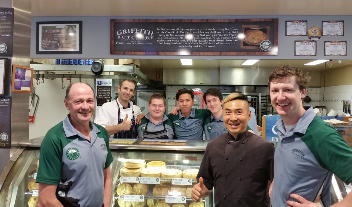 The winning team at the Griffith Butchery (back l-r) Antonio Oleandro, Daniel McIntyre, Sam Miller and Eli Daniels and (front l-r) Richard Odell, Patrick Lau and Michael Odell. Photo: Supplied