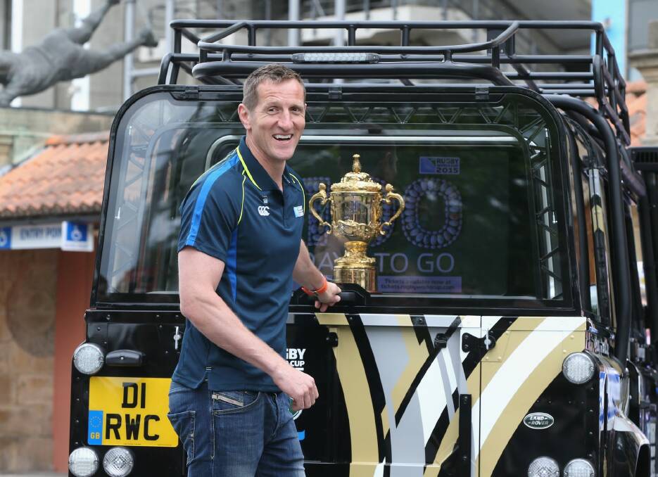 Bullish about England's chances: Will Greenwood with the Webb Ellis Trophy. Photo: David Rogers