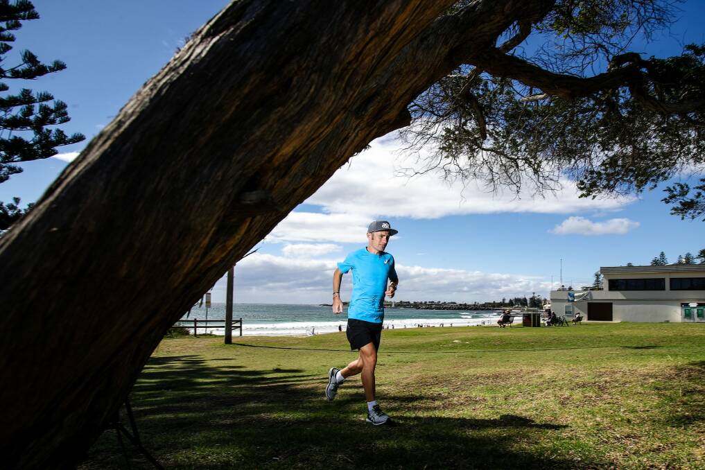 Long distance runner Barry Keem at North Wollongong beach will try and retain his title and make it three years in a row. Photo: Adam McLean AMZ