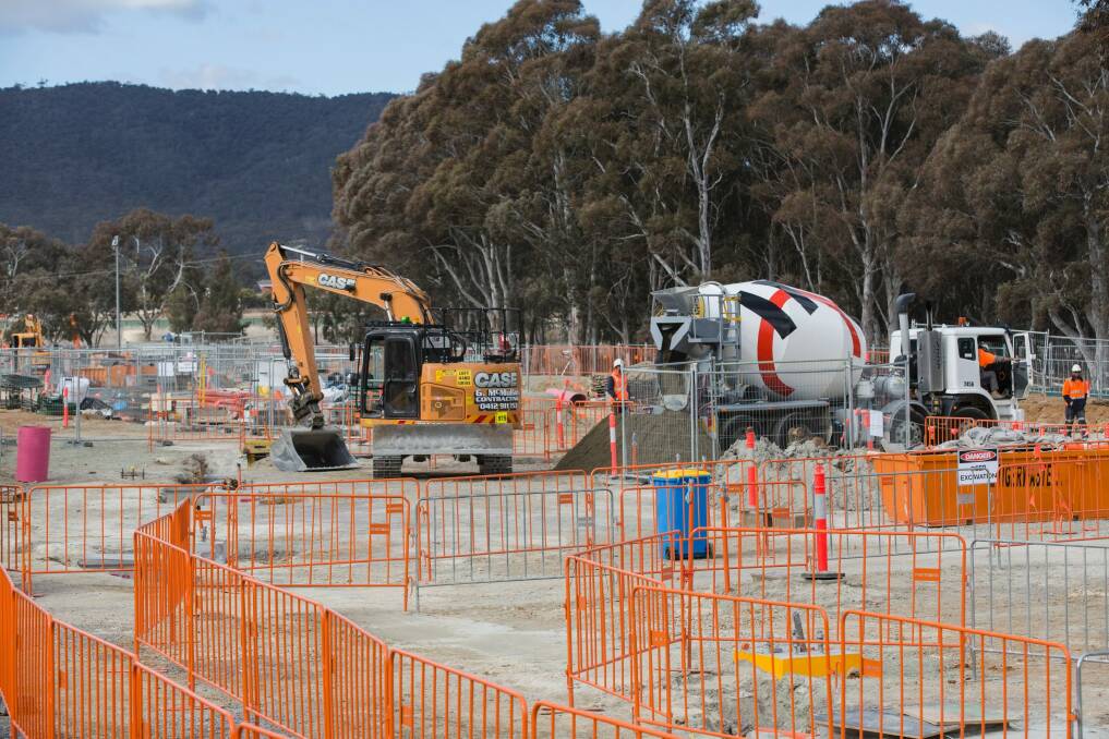 Construction works on the first stage of Canberra's light rail project.  Photo: Jamila Toderas