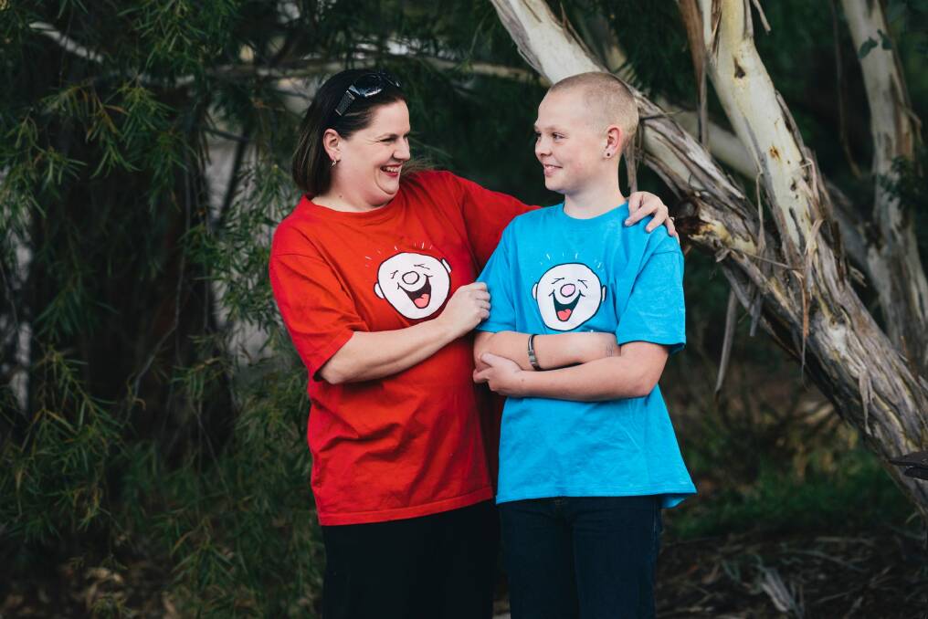 Kylie Wiggins,  with her son Kodi Fox, who thrived at Camp Quality as he recovered from cancer. Photo: Rohan Thomson