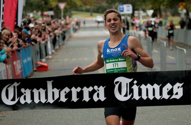 Sam Crowther, of Wantirna, male winner of the 10km Dash. Photo: Jeffrey Chan
