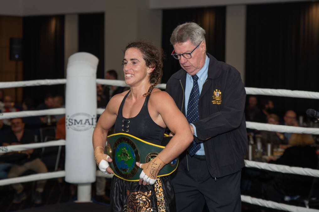 Bianca Elmir claimed the ANBF Australian featherweight championship with a win over Reanne Ware. Photo: Dimitri Yianoulakis Photography